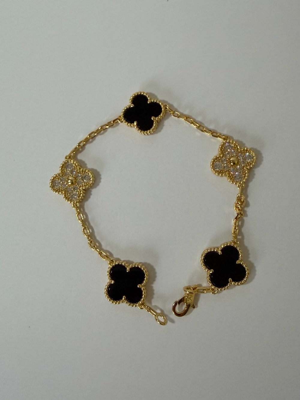 Gold and Black Clover Bracelet - Designer Style Women Jewelry